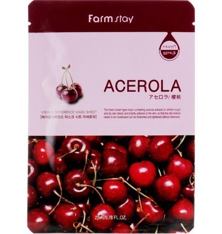 Маска для обличчя тканинна FarmStay Visible Difference Mask Sheet Acerola з ацеролою 23 мл 8809446651942 фото
