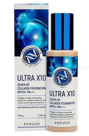 Тональний крем зволожуючий Enough Ultra X10 Cover Up Collagen Foundation SPF50+ PA +++ №21 100г 8809605871006 фото