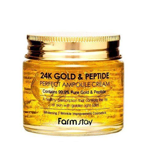 Крем для обличчя ампульний FarmStay 24K Gold & Peptide Perfect Ampoule Cream 80 мл 8809469776189 фото