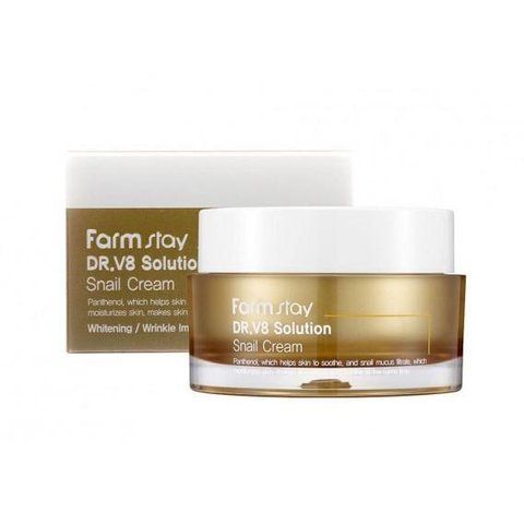 Крем для обличчя FarmStay Dr-V8 Solution Snail Cream Зволожувальний з равликовим муцином 50 мл 8809624723621 фото