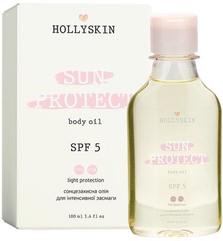 Олія для інтенсивної засмаги HOLLYSKIN Sun Protect Body Oil SPF 5 100мл 4823109700567 фото
